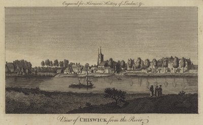 Pohled na Chiswick od řeky (rytina) od English School