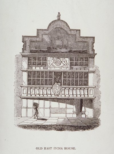 Pohled na East India House, s postavou vpředu, cca 1700 od English School