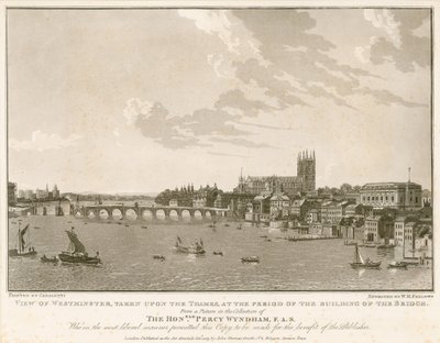 Pohled na Westminster, v době stavby mostu od English School