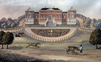 Pohled na venkovský dům v parku, c.1825 (kvaš na papíře) od English School