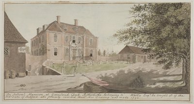 Pohled na starověké sídlo v Grónském doku v Rotherhithe, Bermondsey, 1796 (wc na papíře) od English School