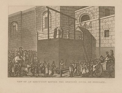 Pohled na exekuci před dveřmi dlužníků z Newgate od English School