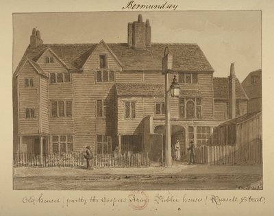 Pohled na Coopers Arms Inn, Russell Street, 1828 (umýt na papíře) od English School