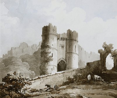 Pohled na bránu hradu Carisbrooke, Isle of Wight od English School