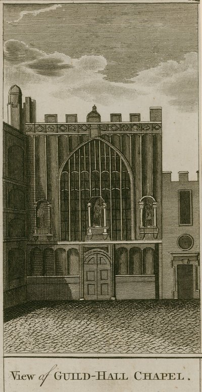 Pohled na kapli Guildhall, Londýn od English School