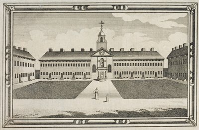 Pohled na Almshouses společnosti Ironmongers, Kingsland Road, Hackney, kolem roku 1820 od English School