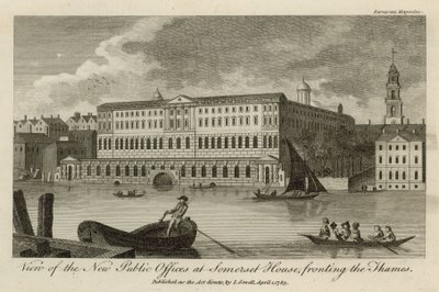 Pohled na nové veřejné kanceláře v Somerset House, naproti Temži od English School