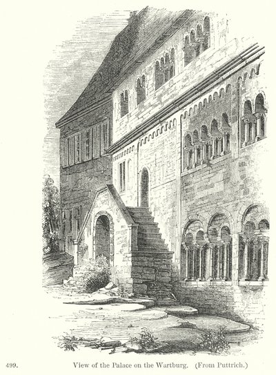 Pohled na palác na Wartburgu (rytina) od English School