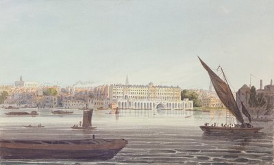 Pohled na řeku New Somerset House, z Bankside, 1796 od English School