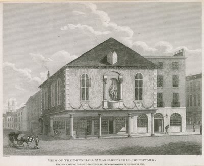 Pohled na radnici, St Margarets Hill, Southwark od English School