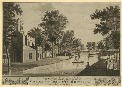 Pohled na zadní část řeky Cassina a Serpentine od English School
