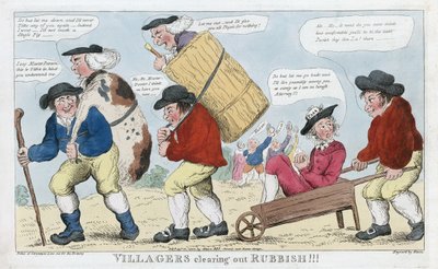 Villagers Clearing Out Rubbish!!!, hospoda. 1800 (ručně kolorovaná rytina) od English School
