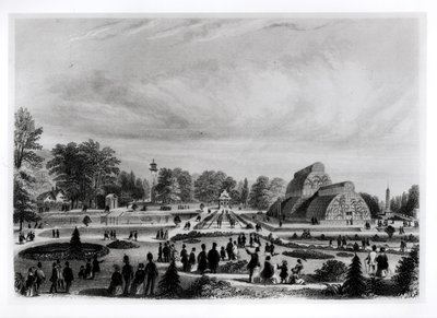 Návštěvníci si prohlížejí Palm House v paláci Kew, c.1860 od English School