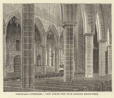 Wakefieldská katedrála, pohled přes Nave při pohledu na jihozápad od English School
