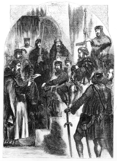 Wallace korunován s Laurel ve Westminster Hall od English School