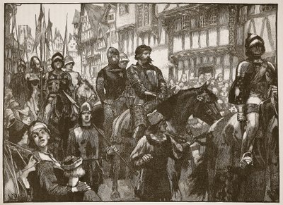 Wallace na cestě do Westminster Hall, ilustrace z Cassells Illustrated History of England (sépiová fotografie) od English School