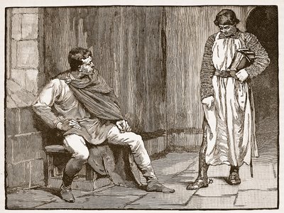 Waltheofova zpověď, ilustrace z Cassells Illustrated History of England (sépiová fotografie) od English School