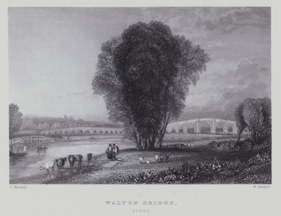 Walton Bridge, Surrey (rytina) od English School