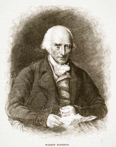 Warren Hastings, ilustrace z Cassells Illustrated History of England (sépiová fotografie) od English School