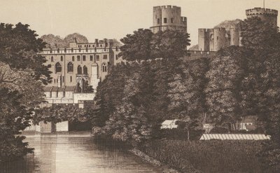 Hrad Warwick (litografie) od English School