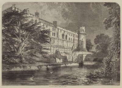 Hrad Warwick, z Avon (rytina) od English School