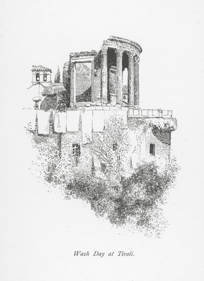 Mycí den v Tivoli (litografie) od English School