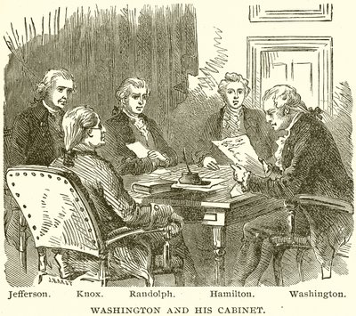 Washington a jeho kabinet. Jefferson. Knox. Randolph. Hamilton. Washington od English School