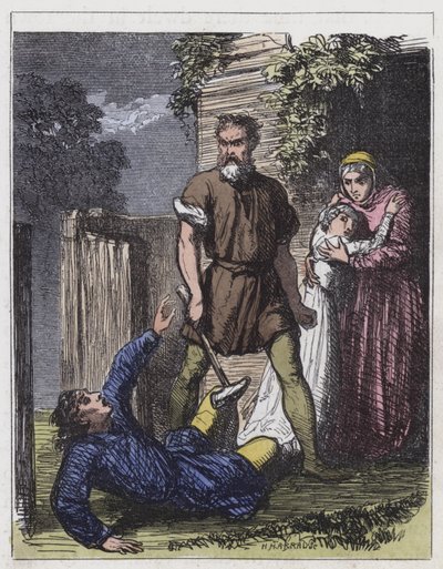Wat Tyler and the Tax-Gatherer (barevná rytina) od English School