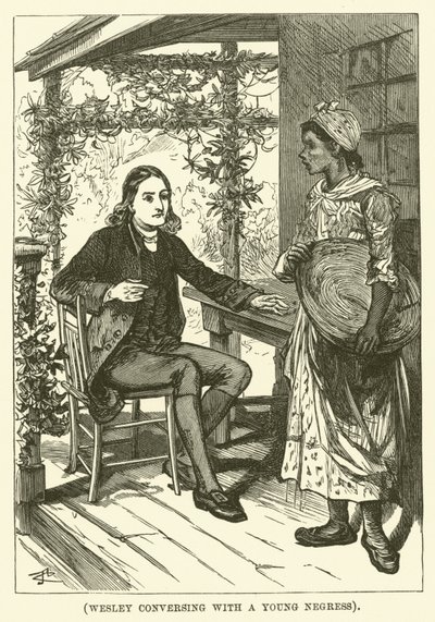 Wesley v rozhovoru s mladou černoškou (rytina) od English School