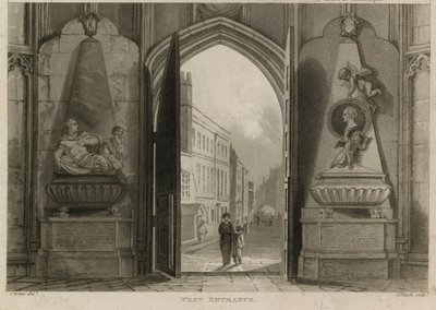 Západní vchod, Westminster Abbey, Londýn od English School
