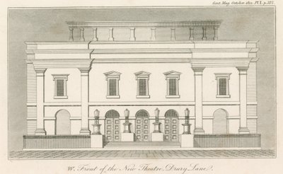 Západní fronta nového divadla Drury Lane v Londýně od English School