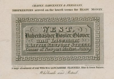 West, galanter, punčochové zboží, rukavičkář a krajkář od English School