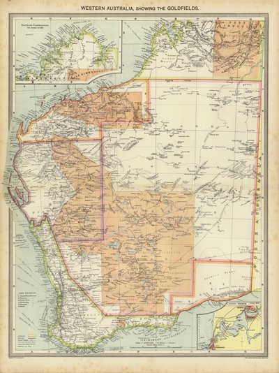 Západní Austrálie, ukazující Goldfields (barevné lito) od English School