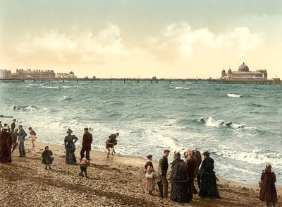 Western Pier, Morecambe (ručně kolorovaná fotografie) od English School