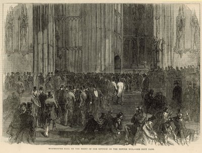 Westminster Hall v noci divize na reformním návrhu zákona od English School
