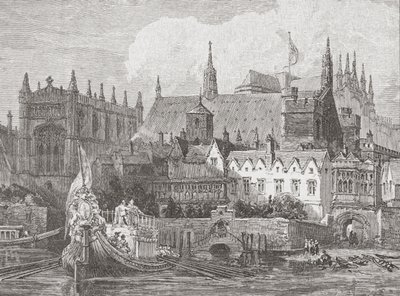 Westminster Hall při pohledu z Temže za vlády Karla I., c.1625-49 od English School