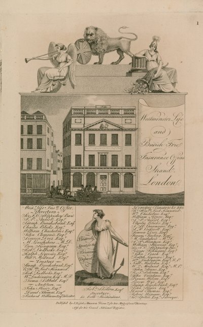Kanceláře pojišťoven Westminster Life a British Fire Insurance od English School