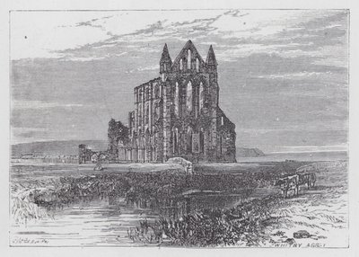 Whitby Abbey (rytina) od English School