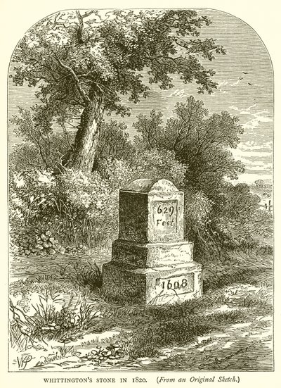 Whittingtons Stone v roce 1820 od English School