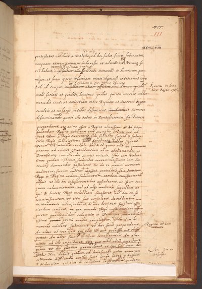 Zpráva Williama Camdena o vládě Alžběty I., Cotton MS Faustina III f.111r. od English School