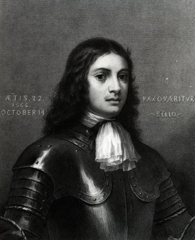 William Penn ve věku dvacet dva, tisk vytvořil S. A. Schoff, 1862 (rytina) od English School