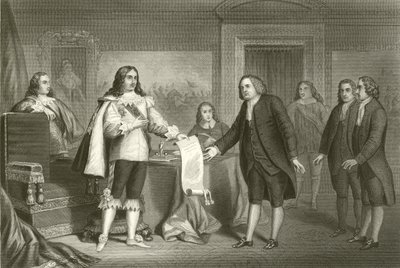 William Penn obdrží Chartu Pennsylvánie od Karla II od English School