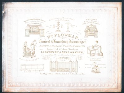 William Plowman, obecný a bytový železář, obchodní karta od English School