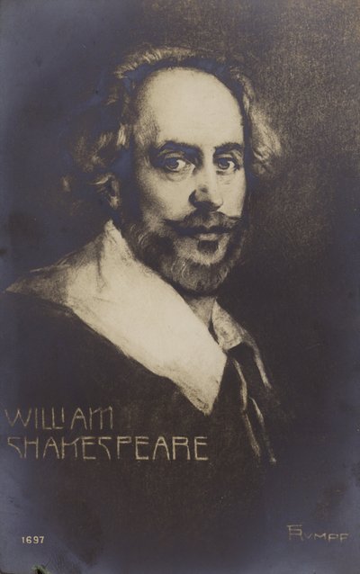 William Shakespeare (asi 1564-1616), anglický dramatik a básník (litografie) od English School