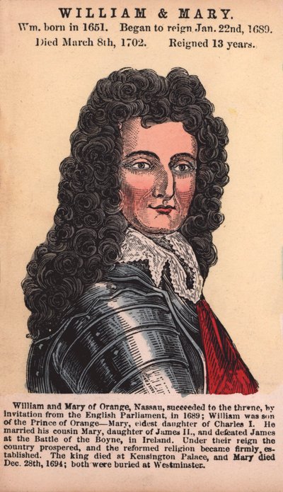 William a Mary (barevná rytina) od English School