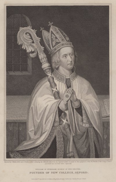 William of Wykeham, biskup z Winchesteru, zakladatel New College, Oxford (rytina) od English School