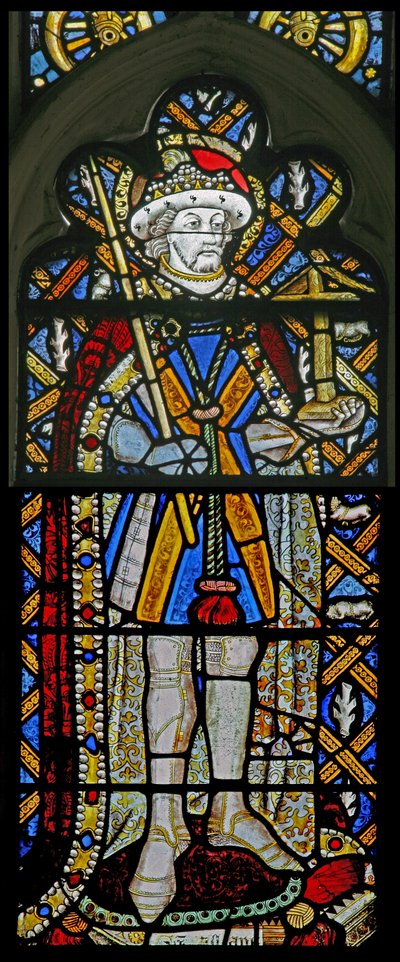 Okno Ew zobrazující St Alban - s drahokamy z vsazeného skla od English School