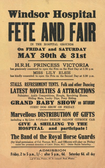 Windsor Hospital, Fete and Fair (tisk) od English School