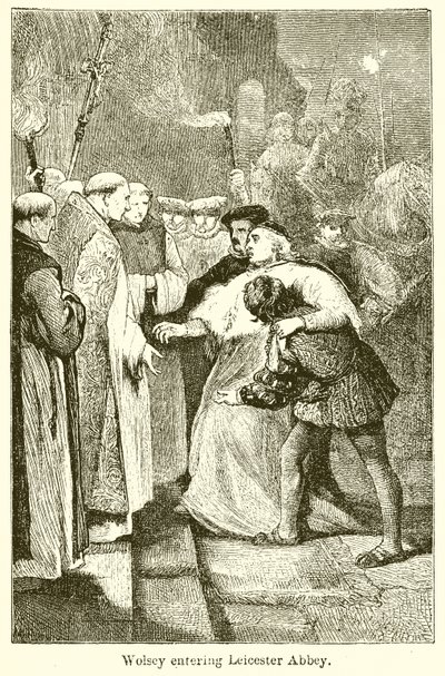Wolsey vchází do Leicesterského opatství od English School