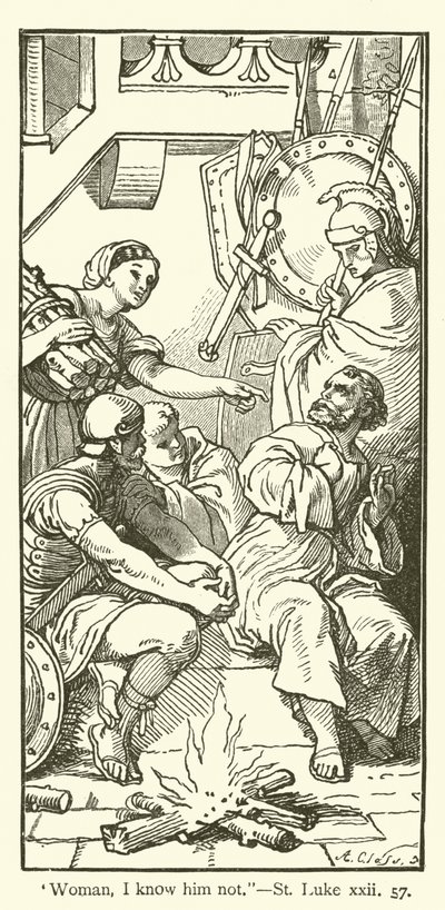 "Žena, neznám ho", St Luke, xxii, 57 (rytina) od English School